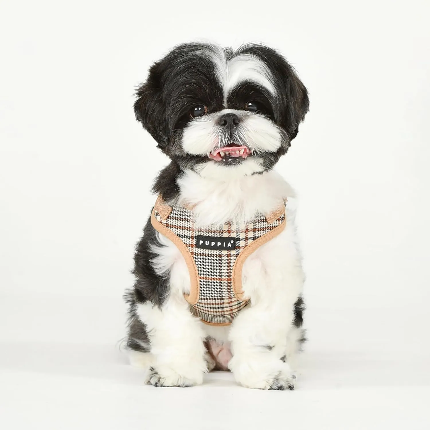 Puppia Lucas Dog Comfort Harness C (Step-in) Fashionable Checkered Pattern Spring Summer Harness for Small and Medium Dogs, Beige, Large