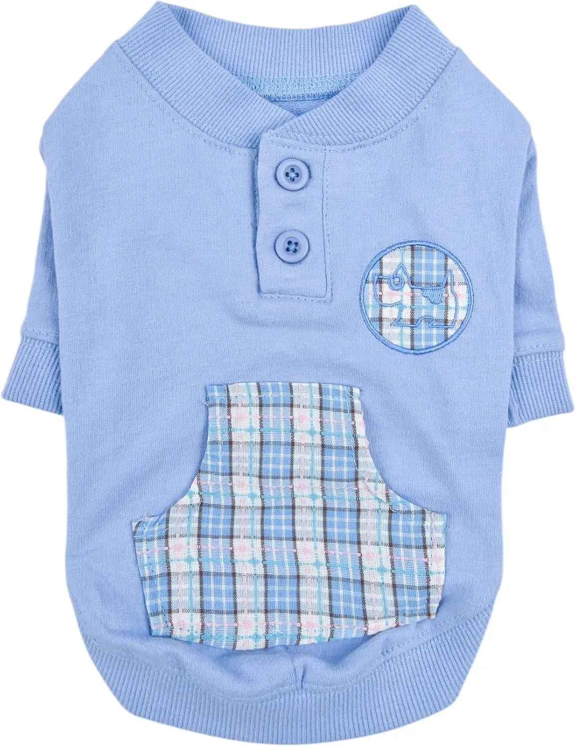 Puppia Zaid Dog Shirt Round NeckTrendy Fashionable Cute Dog Apparel for Small and Medium Dogs, Blue, Small