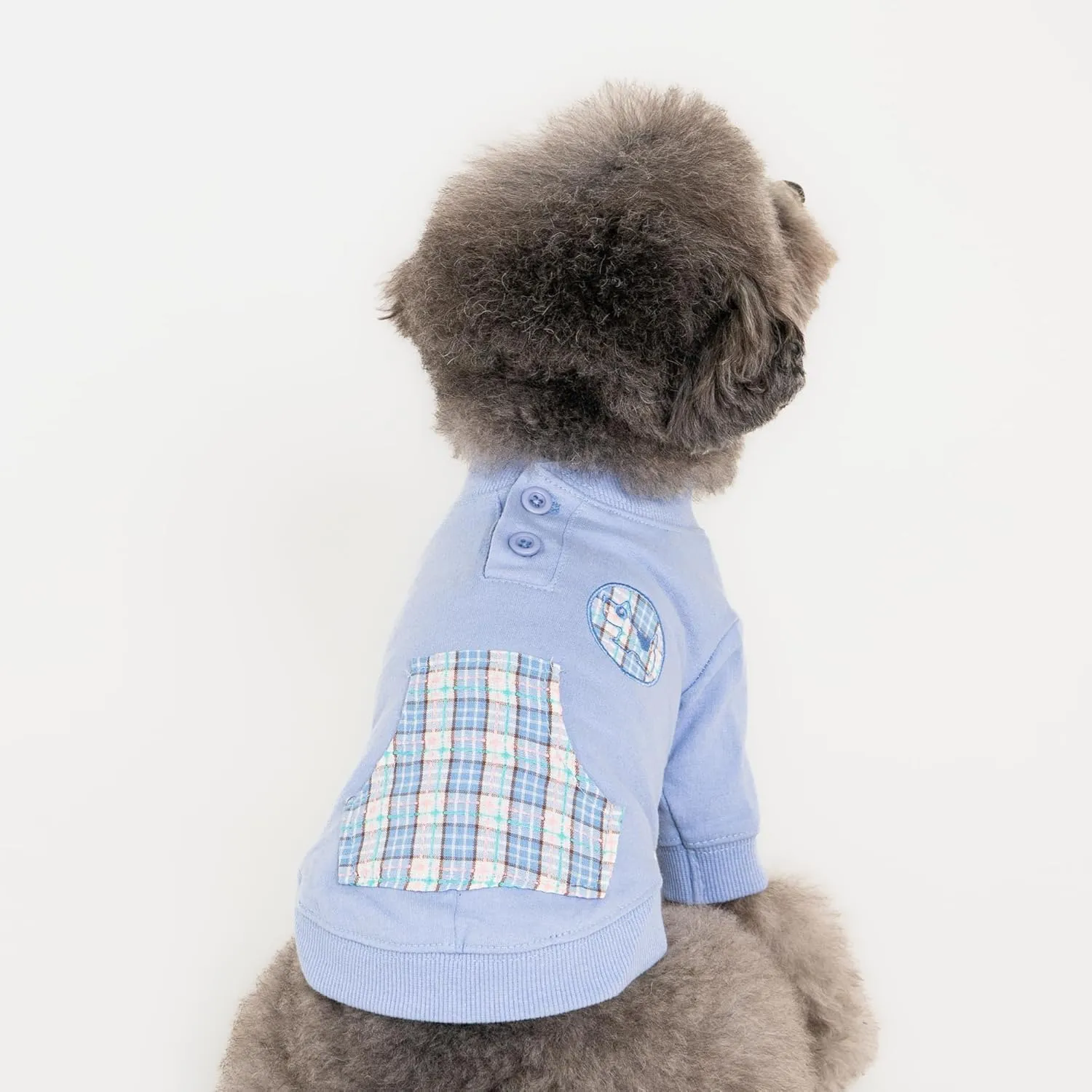 Puppia Zaid Dog Shirt Round NeckTrendy Fashionable Cute Dog Apparel for Small and Medium Dogs, Blue, Small
