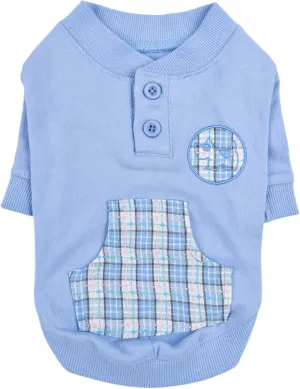 Puppia Zaid Dog Shirt Round NeckTrendy Fashionable Cute Dog Apparel for Small and Medium Dogs, Blue, Small