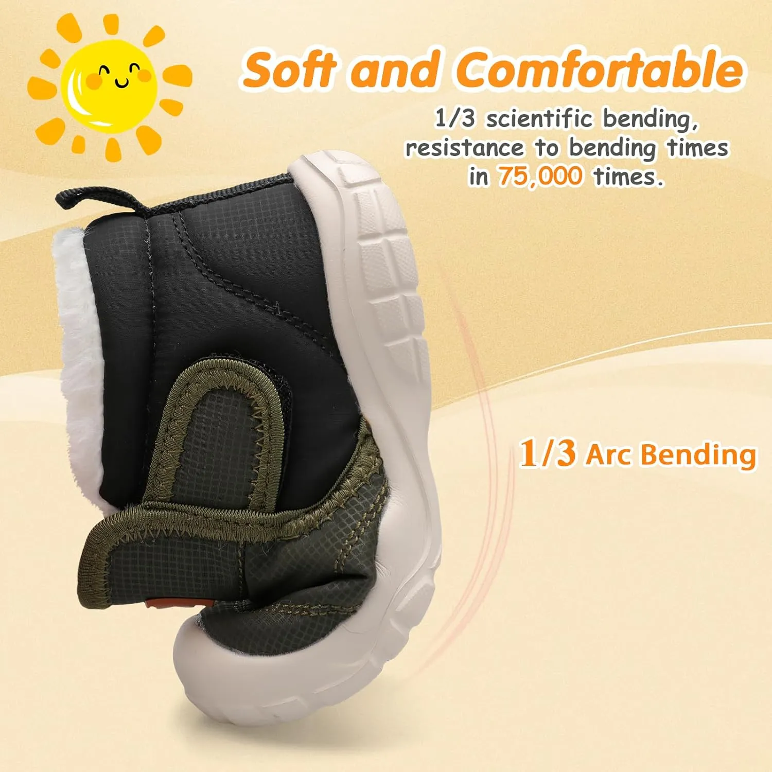 QFH Baby Boys Girls Winter Warm Shoes Cozy Fleece Snow Boots Toddler Non-Slip Walking Shoes Infant Outdoor Water Resistance Faux Fur Booties