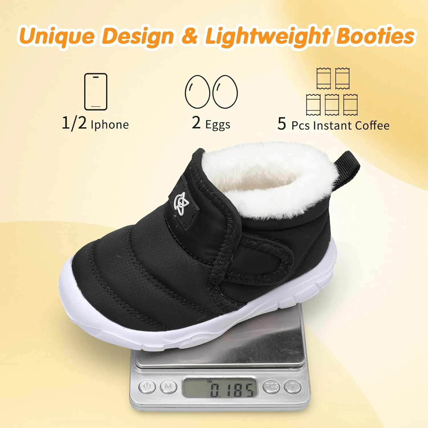 QFH Baby Boys Girls Winter Warm Shoes Cozy Fleece Snow Boots Toddler Non-Slip Walking Shoes Infant Outdoor Water Resistance Faux Fur Booties
