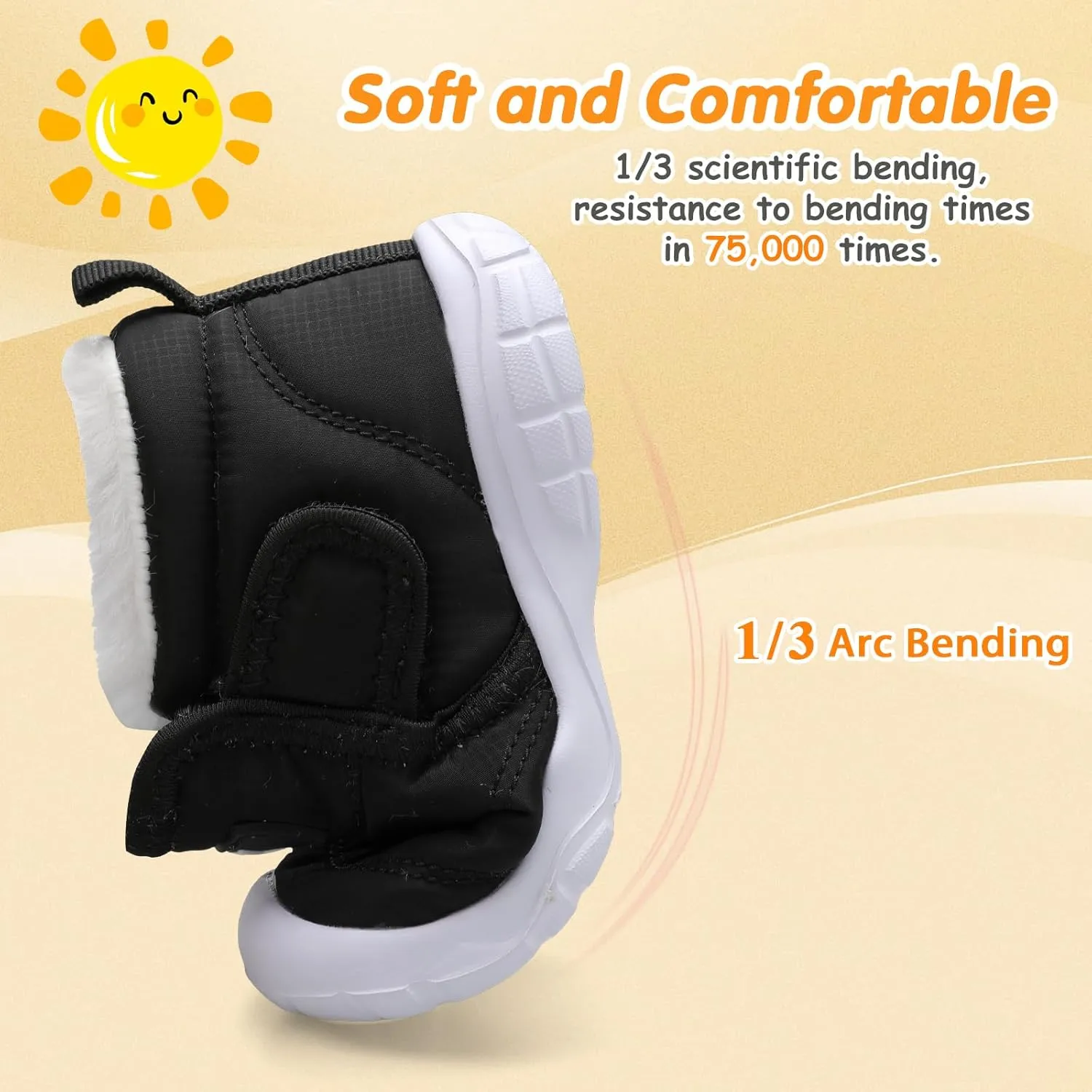 QFH Baby Boys Girls Winter Warm Shoes Cozy Fleece Snow Boots Toddler Non-Slip Walking Shoes Infant Outdoor Water Resistance Faux Fur Booties