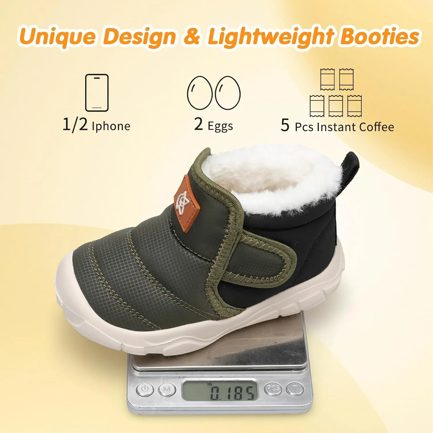 QFH Baby Boys Girls Winter Warm Shoes Cozy Fleece Snow Boots Toddler Non-Slip Walking Shoes Infant Outdoor Water Resistance Faux Fur Booties