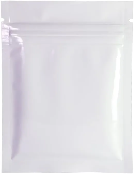 QQ Studio 100x Premium Smell Proof Food Safe Double-Sided Color Mylar Foil Flat Heat Sealable Sample QuickQlick Zipper Seal Bag 7.5x10cm (3x4") (White)