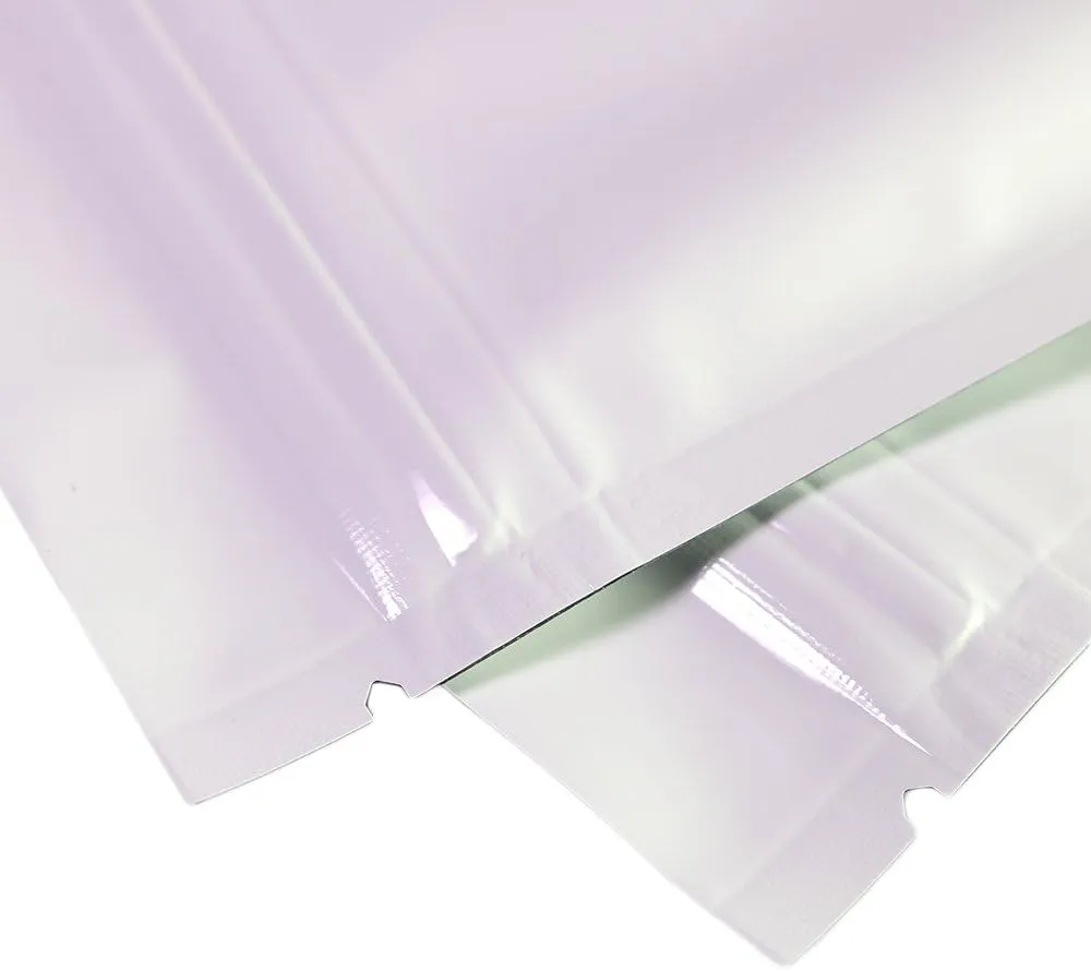 QQ Studio 100x Premium Smell Proof Food Safe Double-Sided Color Mylar Foil Flat Heat Sealable Sample QuickQlick Zipper Seal Bag 7.5x10cm (3x4") (White)