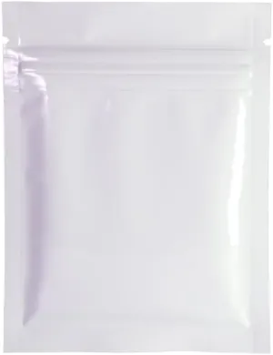 QQ Studio 100x Premium Smell Proof Food Safe Double-Sided Color Mylar Foil Flat Heat Sealable Sample QuickQlick Zipper Seal Bag 7.5x10cm (3x4") (White)