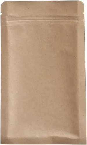 QQ Studio Pack of 100 5" x 8.25" Food Safe Double Sided Kraft Flat QuickQlick™ Bag with Rounded Corner Edges and Tear Notch