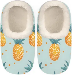 QsirBC Watercolor Dot Pineapple Slippers for Women Men Soft Memory Foam Slippers Non-Slip Soles Indoor Outdoor Cozy Fuzzy Warm Slippers