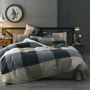 Queen Comforter Set Fluffy Plaid Checkered Pattern Comforter Set Modern Style Geometric Comforter with 2 Pillow Shams Grid Plaid Bedding Comforter for Boys Men All Season Queen Size Bed Comforter Set
