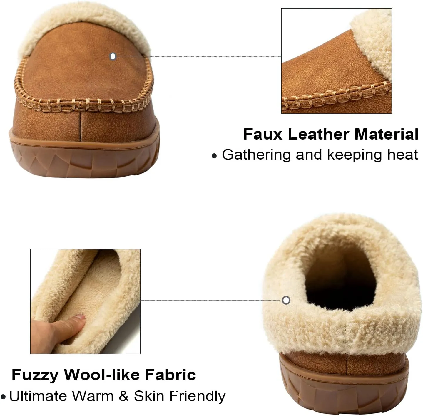Ranberone Men's Slippers Microsuede Upper Moccasin House Shoes with Fuzzy Plush Lining Indoor and Outdoor