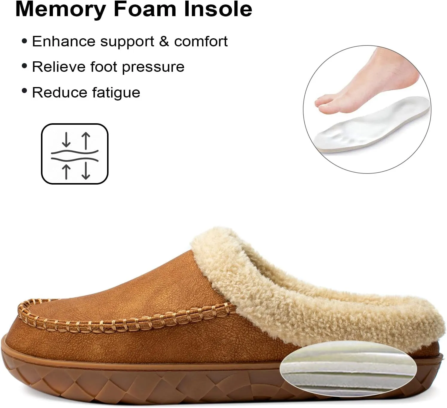 Ranberone Men's Slippers Microsuede Upper Moccasin House Shoes with Fuzzy Plush Lining Indoor and Outdoor