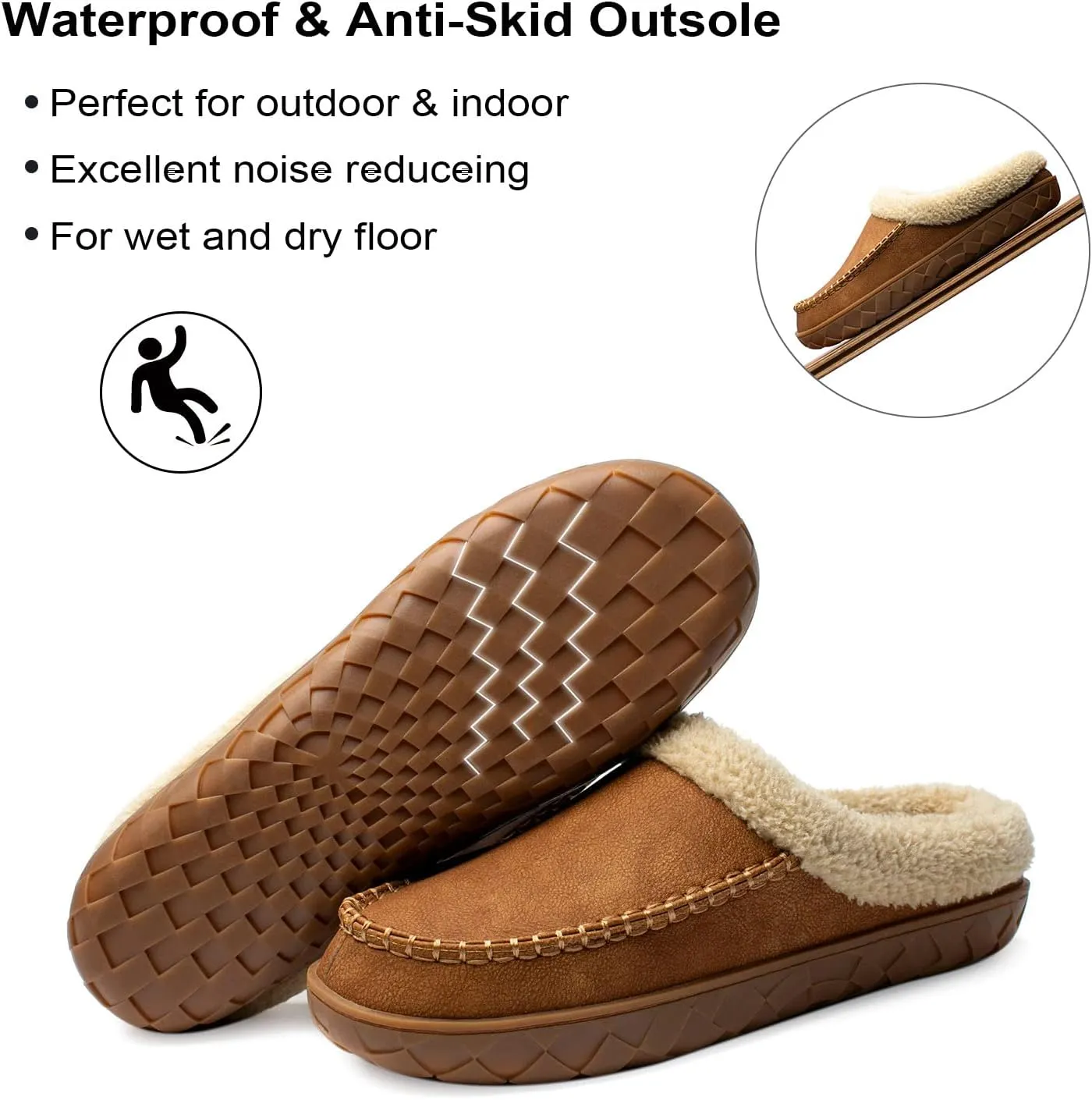 Ranberone Men's Slippers Microsuede Upper Moccasin House Shoes with Fuzzy Plush Lining Indoor and Outdoor