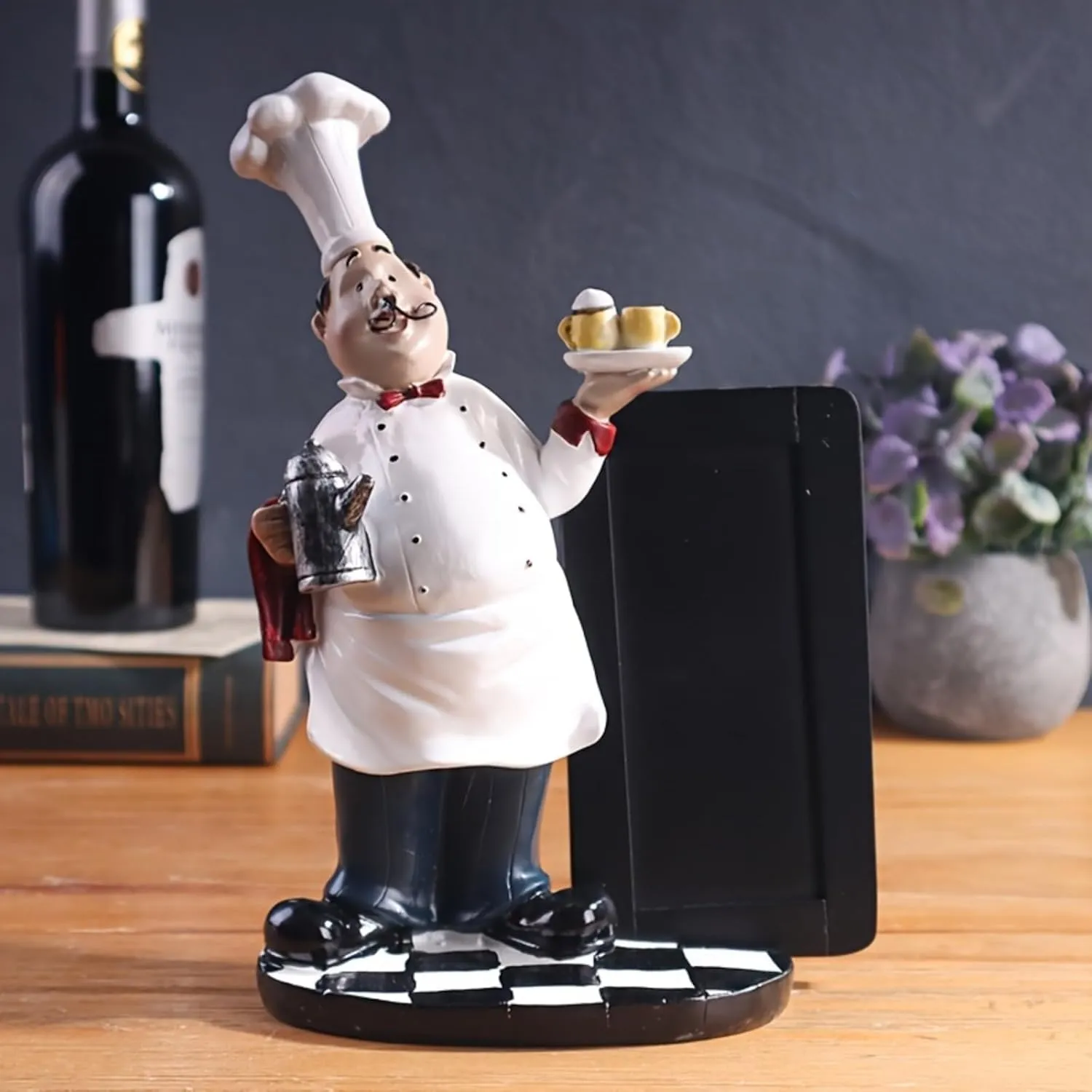 Resin Sculpture Innovative Chef Figurine with Message Board - Perfect for Home, Restaurant, Office, and Kitchen Display - Ideal Gift for Mom, Mother's Day