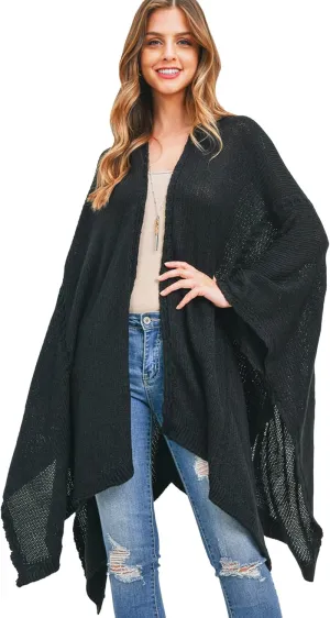 RIAH FASHION Bohemian Sequin Glitter Shawl Wrap Poncho - Kimono Cardigan, Sparkly Metallic Mesh Scarf, Open Knit Crochet