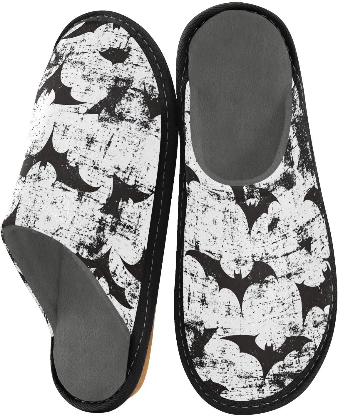 Rustic Bats House Slippers for Women Men, Warm Slipper Rubber Sole Memory Foam Indoor Outdoor 4-5