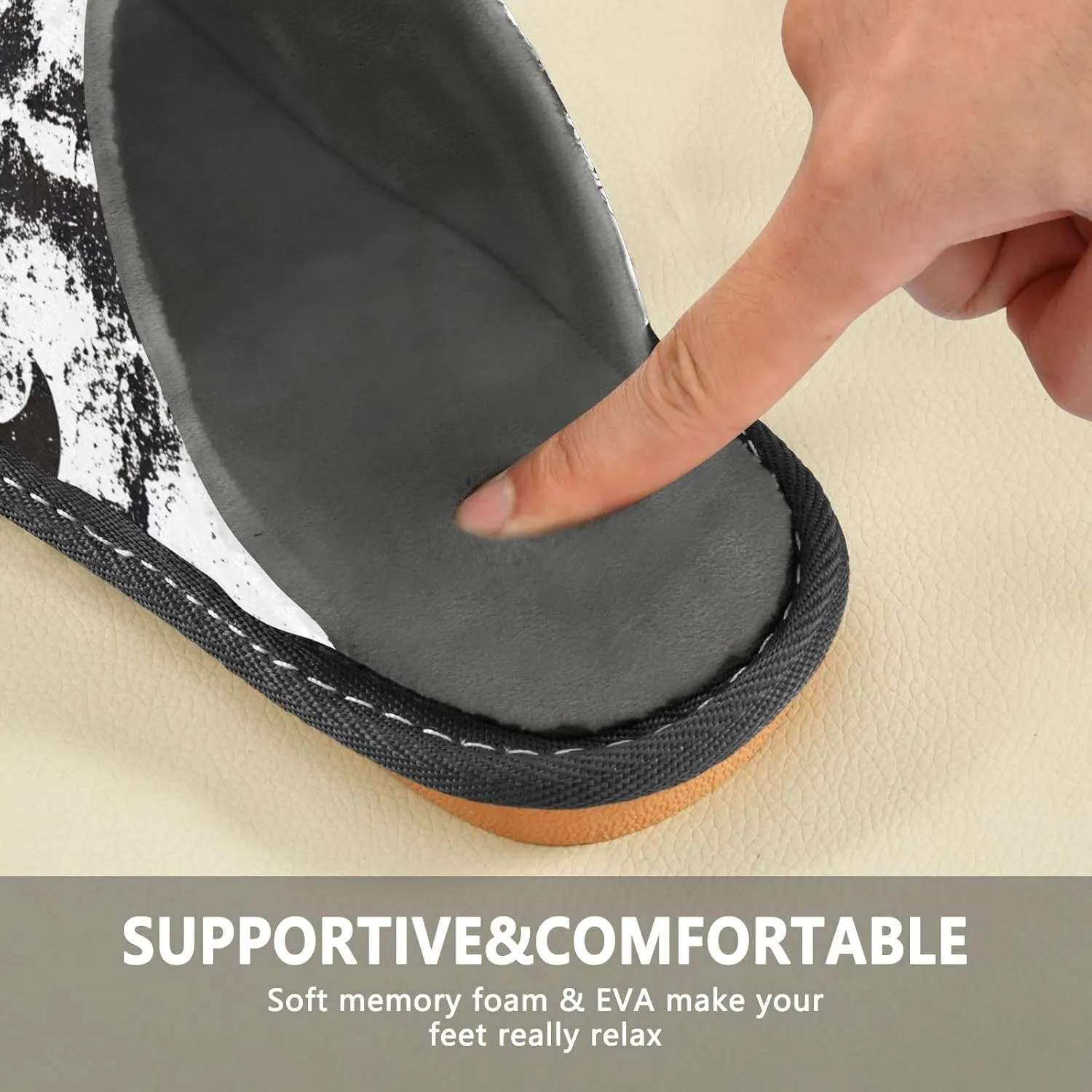 Rustic Bats House Slippers for Women Men, Warm Slipper Rubber Sole Memory Foam Indoor Outdoor 4-5