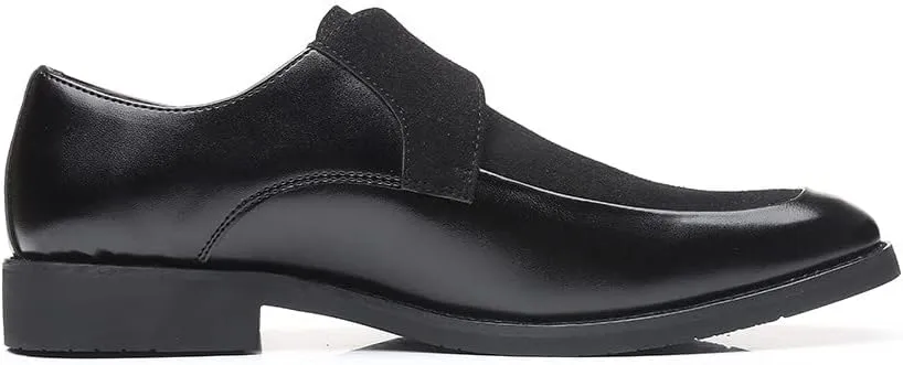 Santimon Mens Leather Monk Strap Slip-On Oxfords Formal Loafer Square Toe Classic Casual Shoes