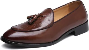Santimon Mens Loafers Tassel Fringe Leather Casual Driving Slip on Dress Shoes Moccasins