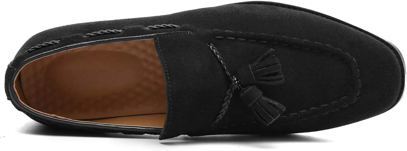 Santimon Mens Loafers Tassel Fringe Suede Casual Driving Slip on Dress Shoes Moccasins