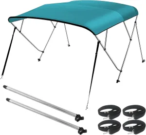 Seamander 4 Bow Bimini Top Boat Cover 4 Straps for Front and Rear Includes with Mounting Hardware (Teal, 4 Bow 8'L x 54" H x 79"-84" W)