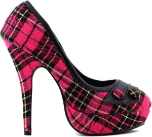 SHOW STORY Classic Checkered Buttons High Heel Platform Stiletto Pumps,LF30441