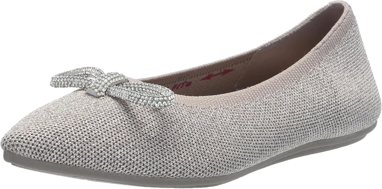 Skechers Modern Comfort Women's Women's Cleo Point-GLIZTY Haze Ballet Flat, Taupe, 6.5