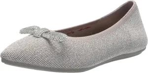 Skechers Modern Comfort Women's Women's Cleo Point-GLIZTY Haze Ballet Flat, Taupe, 6.5