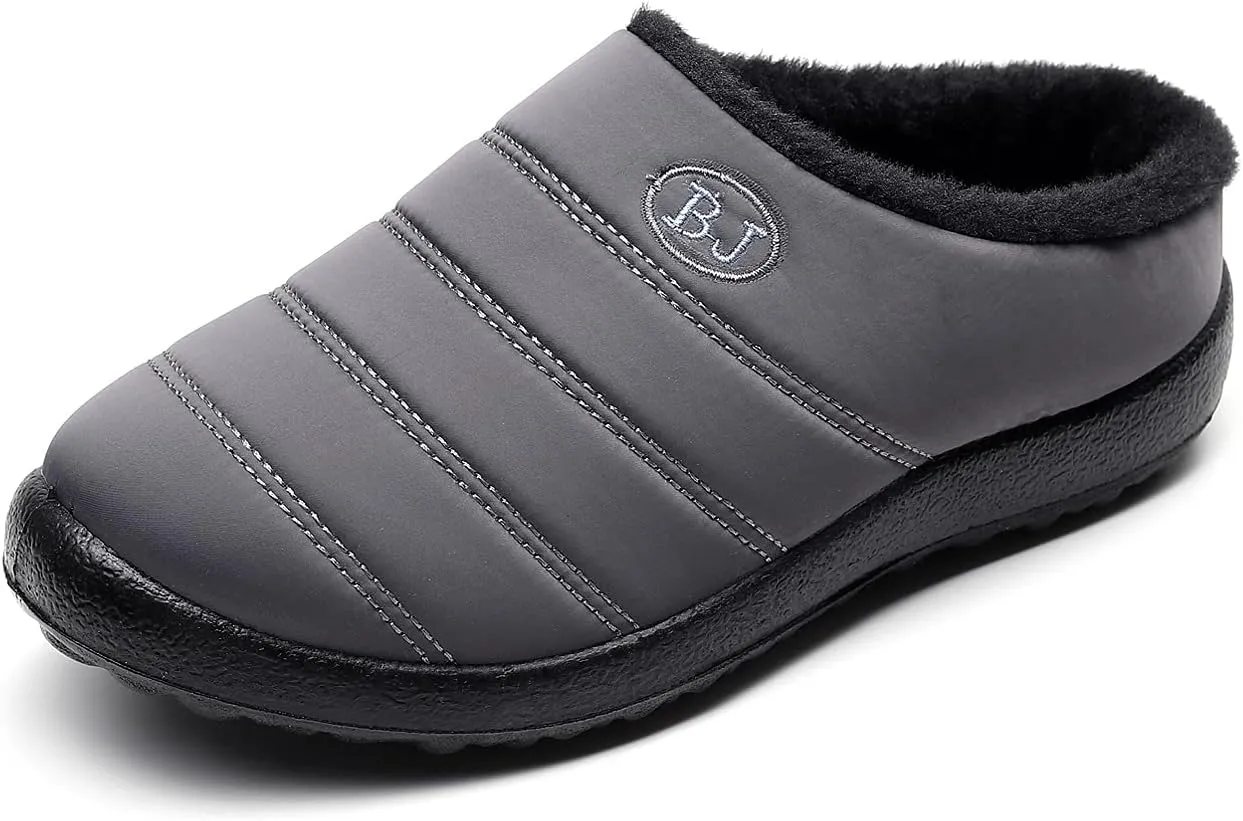 Slippers for Women Men, Fur Lined Indoor Bedroom Mules Comfort Outdoor Anti-Skid Plush House Shoes Slip On Comfortable Backless Snow Boots