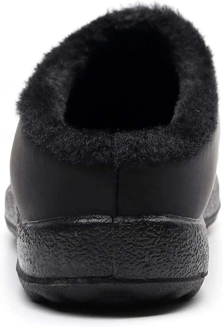Slippers for Women Men, Fur Lined Indoor Bedroom Mules Comfort Outdoor Anti-Skid Plush House Shoes Slip On Comfortable Backless Snow Boots