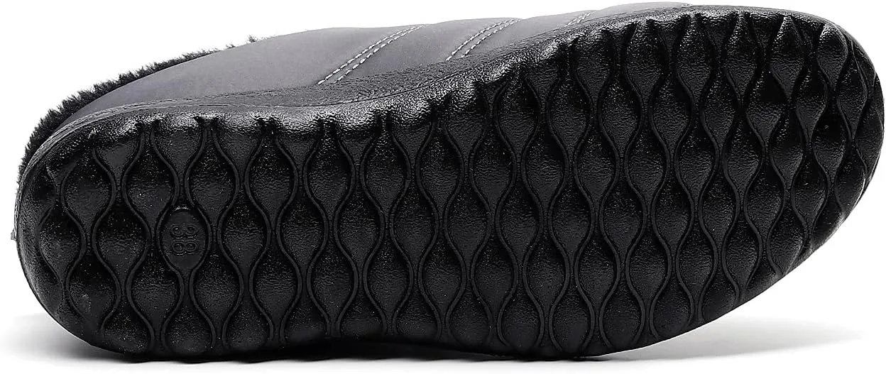 Slippers for Women Men, Fur Lined Indoor Bedroom Mules Comfort Outdoor Anti-Skid Plush House Shoes Slip On Comfortable Backless Snow Boots