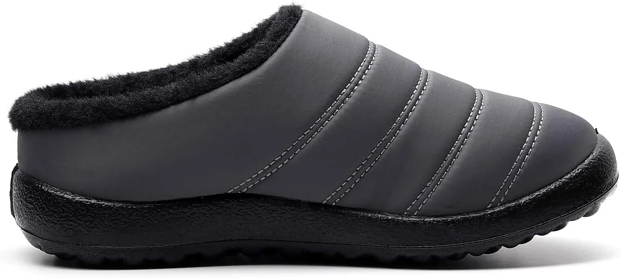 Slippers for Women Men, Fur Lined Indoor Bedroom Mules Comfort Outdoor Anti-Skid Plush House Shoes Slip On Comfortable Backless Snow Boots