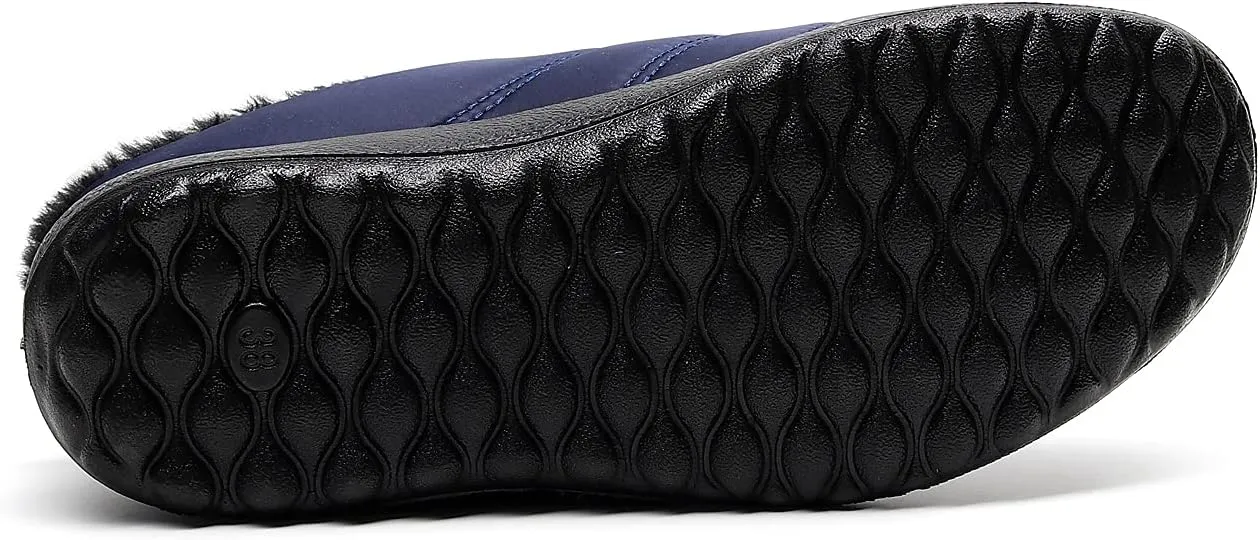 Slippers for Women Men, Fur Lined Indoor Bedroom Mules Comfort Outdoor Anti-Skid Plush House Shoes Slip On Comfortable Backless Snow Boots