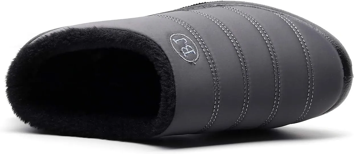 Slippers for Women Men, Fur Lined Indoor Bedroom Mules Comfort Outdoor Anti-Skid Plush House Shoes Slip On Comfortable Backless Snow Boots