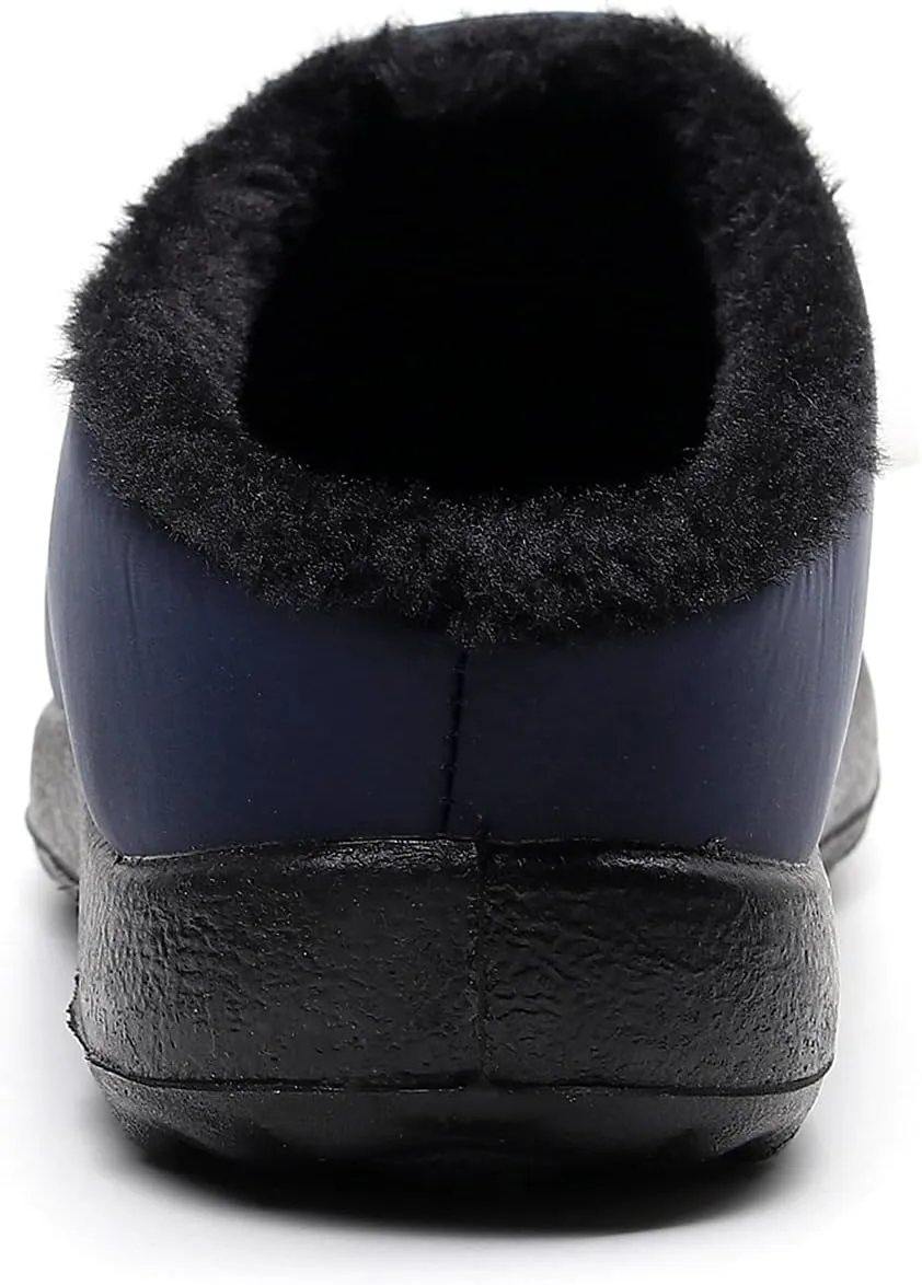 Slippers for Women Men, Fur Lined Indoor Bedroom Mules Comfort Outdoor Anti-Skid Plush House Shoes Slip On Comfortable Backless Snow Boots