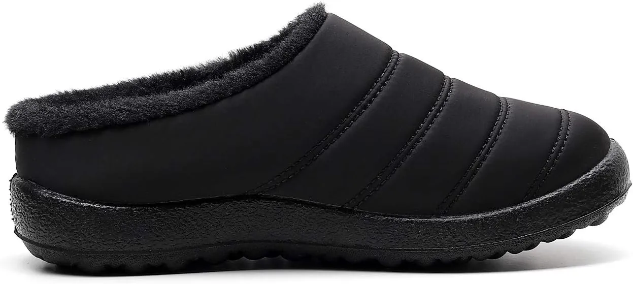 Slippers for Women Men, Fur Lined Indoor Bedroom Mules Comfort Outdoor Anti-Skid Plush House Shoes Slip On Comfortable Backless Snow Boots