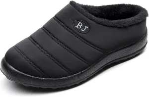 Slippers for Women Men, Fur Lined Indoor Bedroom Mules Comfort Outdoor Anti-Skid Plush House Shoes Slip On Comfortable Backless Snow Boots