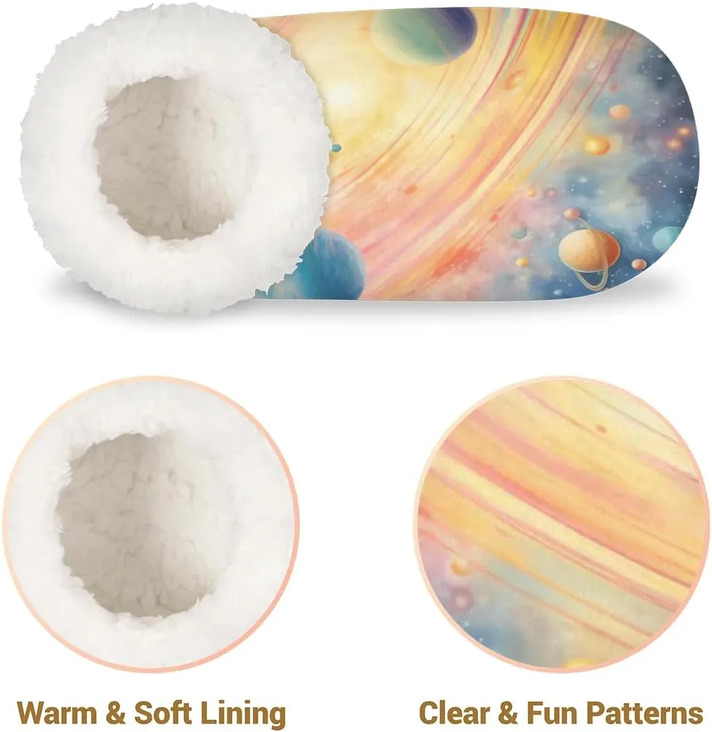 Slippers for Women Solar System Galaxy Warm Soft Cozy Warm House Slipper With Fuzzy Closed Back Anti-Slip Memory Foam Non Slip Sole for Indoor Bedroom Winter Ladies Shoes Medium 7-8
