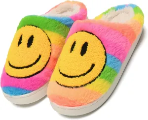 Smile Face Slippers for Women and Men, Retro Comfy Warm Soft Fuzzy Plush Slip-On House Shoes Funny Cute Happy Smile Home Winter Warmies Pillow Cloud Memory Foam Fluffy Slipper for Indoor & Outdoor