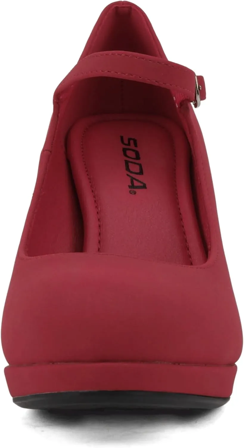 Soda “Ayden” ~ Women Mary Jane Ankle Strap Cushion High Heel Pump Shoe