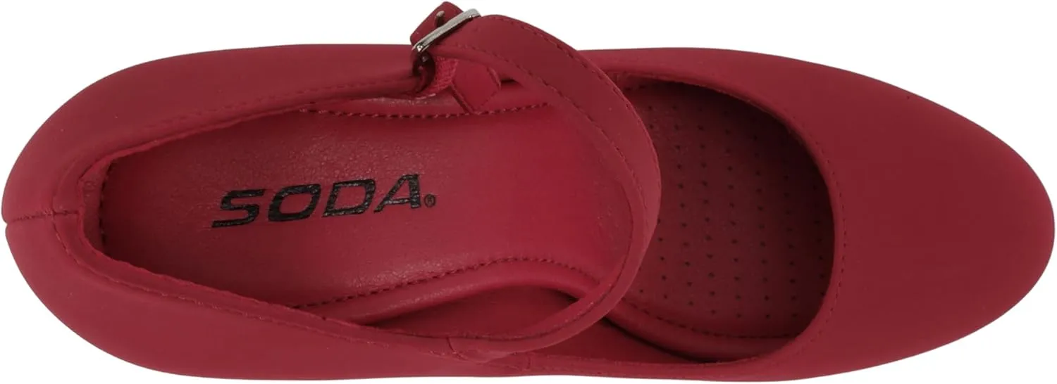 Soda “Ayden” ~ Women Mary Jane Ankle Strap Cushion High Heel Pump Shoe