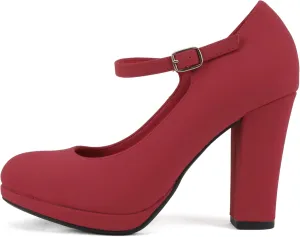 Soda “Ayden” ~ Women Mary Jane Ankle Strap Cushion High Heel Pump Shoe