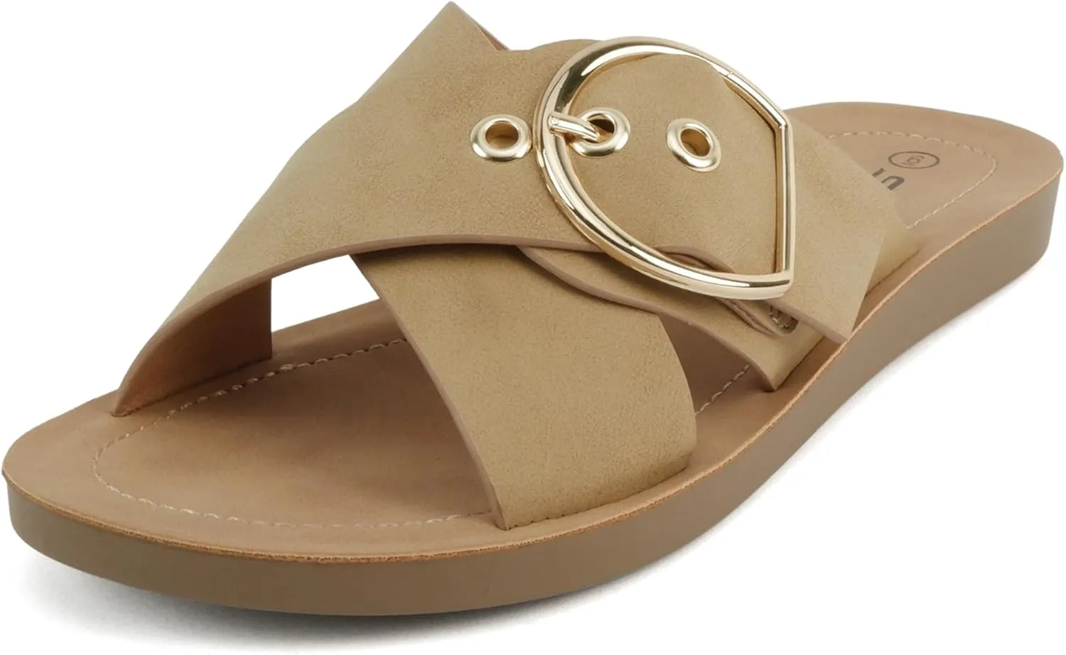 Soda Carol ~ Women Open Toe Crisscross Buckle Flat Sandals