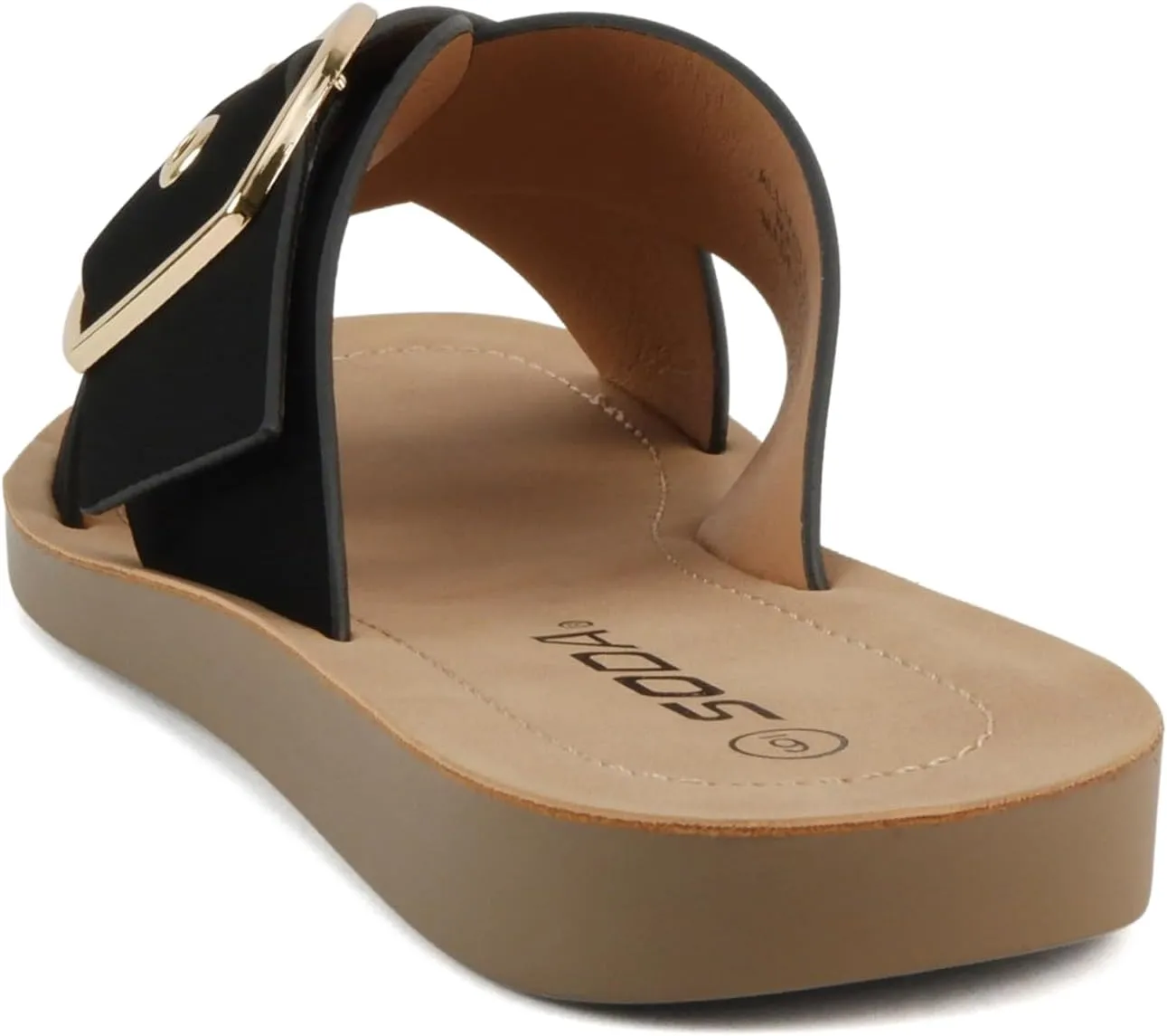 Soda Carol ~ Women Open Toe Crisscross Buckle Flat Sandals