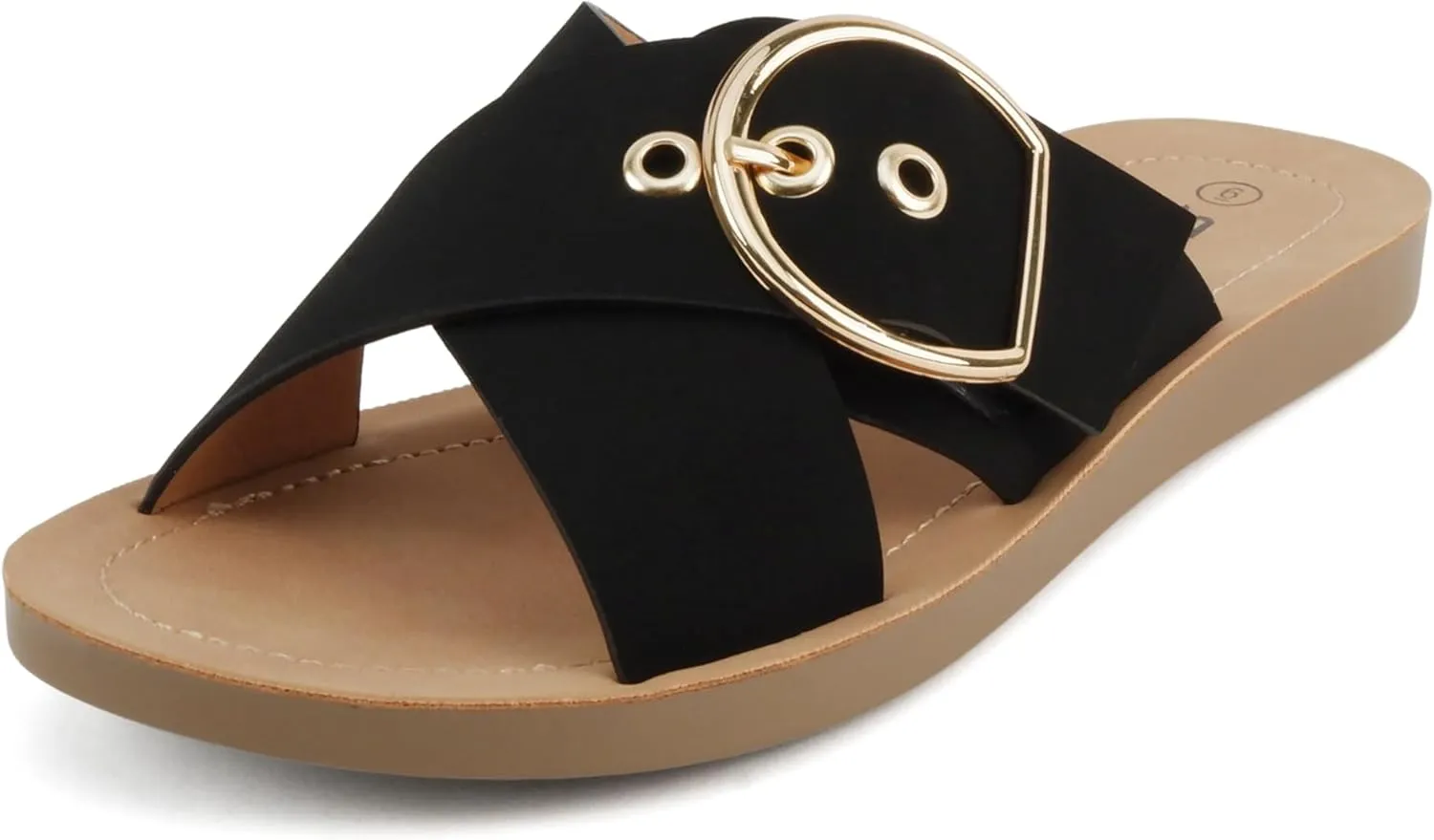 Soda Carol ~ Women Open Toe Crisscross Buckle Flat Sandals