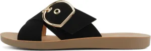 Soda Carol ~ Women Open Toe Crisscross Buckle Flat Sandals