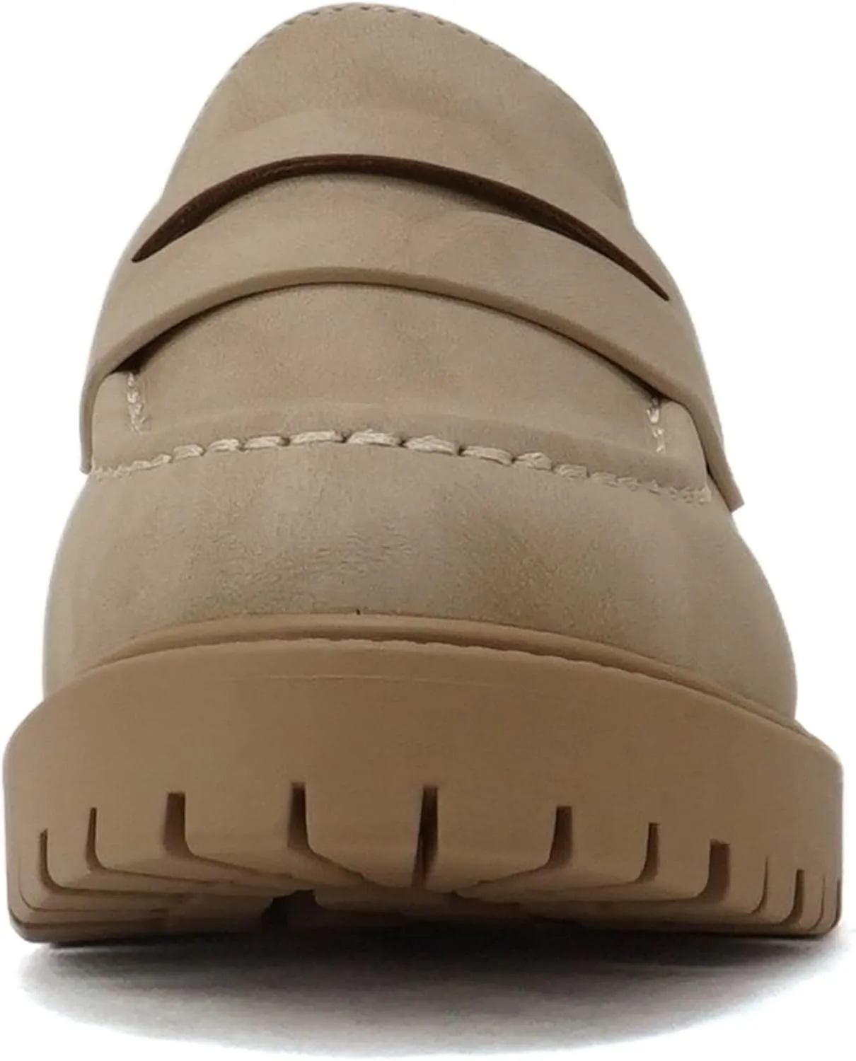 Soda “HENDER” ~ Women Round Toe Low Heel Lug Sole Platform Penny Loafer Shoe