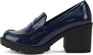 Soda “Kinder” ~ Women Slip On Chunky Mid Heel Lug Sole Penny Loafer Shoe