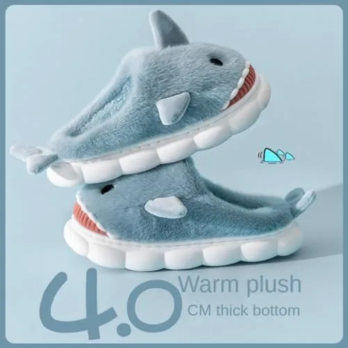 Soft Shark Plush Slippers House Slippers Indoor Outdoor Closed Back Slipper for Women and Men