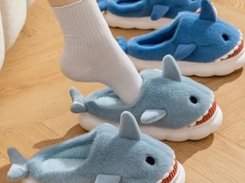 Soft Shark Plush Slippers House Slippers Indoor Outdoor Closed Back Slipper for Women and Men